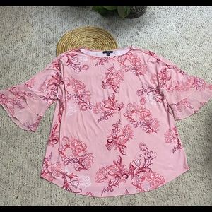 Bell Sleeve Blouse Pink Paisley Sz 1X